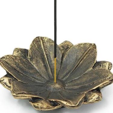 Imagem de Incensário Pratinho Flor De Lótus Gold 13097 - Mana Om By Plat1