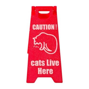 Imagem de Sinal de vômito de gato cauteloso - placas engraçadas de gato decoração impressa em , novidade sinal de cuidado requintado de mordaça, placa de gato de quintal para uso doméstico, uso ao ar livre