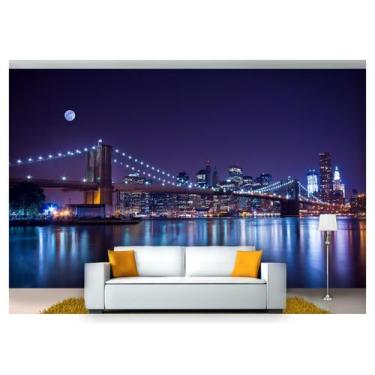 Imagem de Papel De Parede Lua Cheia Ponte Brooklyn 3D Lua11 - Você Decora