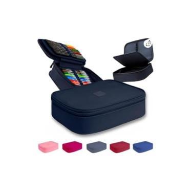 Imagem de Estojo Quadrado Tie Dye Azul, Poliéster, 26x16,5x6cm, 2,5 Litros, 13 Espaços para Lápis, com Bolso de Redinha