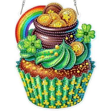 Imagem de GHHKUD Kit de pendurar arte de bolo de diamante para adultos, kits de pirulitos para pendurar em dupla face com diamantes para adultos, enfeites de acrílico de formato especial, pingentes para janela