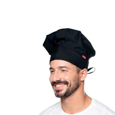 Imagem de Chapeu de Cozinheiro Preto Chef Touca Unissex Ajustavel - DU CHEF