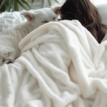 Imagem de Manta de Forro Polar Bedsure Tamaño Queen Suave Cálida 500GSM Crema