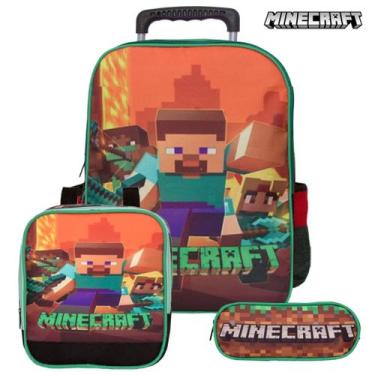Imagem de Kit Mochila Infantil Minecraft Masculina de Rodinha Toys 2U