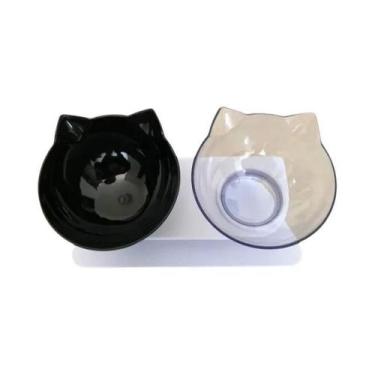 Imagem de Tigela Dupla Antiderrapante Para Gatos E Cães Com Suporte, Alimentador