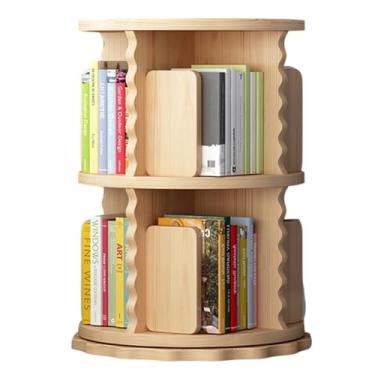 Imagem de Estante rotativa de 2/3/4/5/6 camadas Prateleira de livros rotativa de 360° para espaço pequeno Estante de armazenamento de madeira para quarto de criança sala de estudo quarto (cor: madeira, tamanho