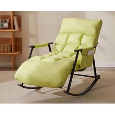 Imagem de Cadeira de balanço para móveis de pátio externo com moldura de aço carbono - Cadeira lounge de algodão de pelúcia premium para sala de estar, quarto e pátio - Cadeira reclinável com capacidade de 200