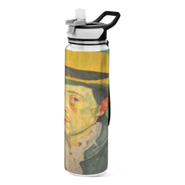 Imagem de Burbuja Garrafa de água Self Portrait de 940 ml com tampa de palha, à prova de vazamento e livre de BPA para academia, esportes ao ar livre