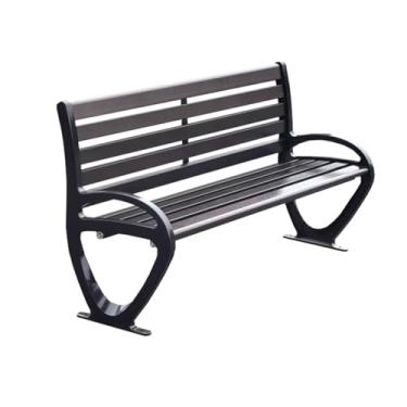 Imagem de Bancos externos Banco de jardim assento de ripas para deck de parque assento de madeira e apoio de braço de metal banco de parque, assento de ripas para parque, quintal e varanda, banco de moldura de