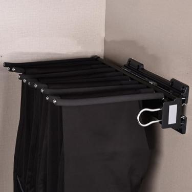 Imagem de Suporte para calças de aço com 10 braços – Cabides deslizantes que economizam espaço para jeans e calças – Organizador de roupas duráveis – Solução de armazenamento de calças pretas para casa e