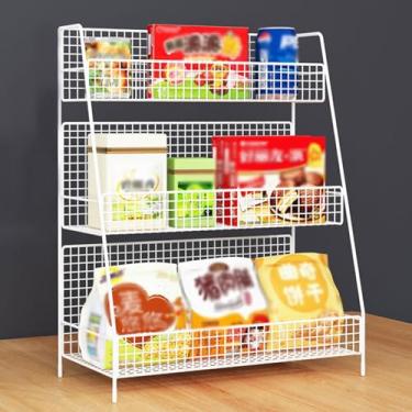 Imagem de Organizador de lanches de bancada, cestas de armazenamento de arame em camadas/rack de exibição para varejo de teatro de cozinha de escritório em casa, prateleira de condimentos para saquinhos de chá