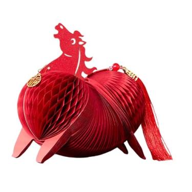 Imagem de oshhni Centro de mesa em forma de cavalo em formato de favo de mel. Enfeite multiuso de cavalo em papel favo de mel para mesas, prateleiras, encontros e, 16cmx16cm