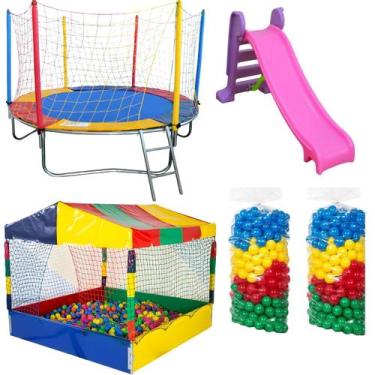 Imagem de Kit Pula Pula Infantil Cama Elástica 2,30m Piscina de Bolinhas 1,50m C
