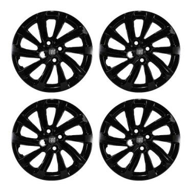 Imagem de Jogo Calota Preta Brilhante Aro 15 Fiat Strada modelo 2021 emblema res