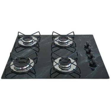 Imagem de Cooktop Gás 4 Bocas Ultra Chama 127v 220v Bivolt Marmorizado Preto - C