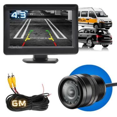 Imagem de kit Camera de ré infravermelho tela monitor 4.3 lcd veicular - CARDAD