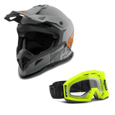 Imagem de Kit Capacete Pro Tork Fast 788 Grey Fosco + Óculos Pro Tork Blast Fluo