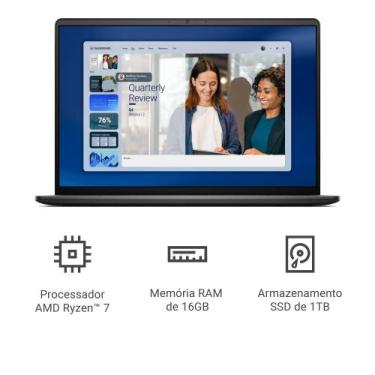 Imagem de Notebook Dell 16" FHD+ AMD Ryzen 7 250 16GB 1TB SSD Linux Preto DC16-R