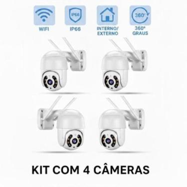 Imagem de Kit 4 Câmeras Monitoramento Externo 360 com Visão Noturna - Câmeras de