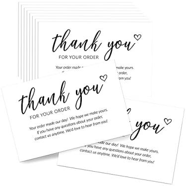 Imagem de T MARIE 50 cartões de agradecimento extra grandes 10 x 15 cm, suprimentos para pequenas empresas para lojas de boutique – obrigado pelo seu pedido e obrigado por apoiar minha pequena empresa – cartões postais de agradecimento a granel preto e branco