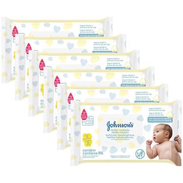 Imagem de Kit Toalhas Umedecidas Johnsons Baby Recém-Nascido 6 pacotes com 96 unidades cada