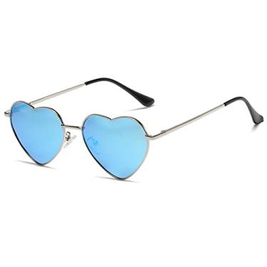 Imagem de Óculos de sol da moda amor em forma de coração óculos de sol polarizados mulheres homens design doce óculos festa óculos de sol óculos de sol ao ar livre uv400 óculos de sol, azul mercúrio, armação de metal