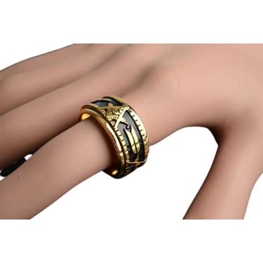 Imagem de Anel Giratório Maçônico Maçom Aço Inoxidável R19 Cor:Dourado;Tamanho:21