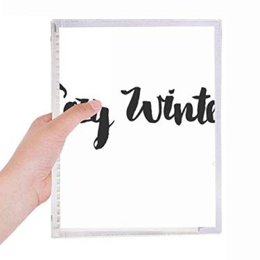 Imagem de Caderno de anotações à mão com citação aconchegante de inverno, diário de folhas soltas recarregável