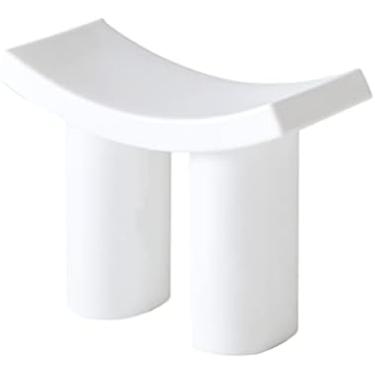 Imagem de Banqueta baixa de plástico criativa, à prova d'água, antiderrapante, banheiro, chuveiro, troca confortável, assento para sapatos, sala de estar, quarto, cozinha, 58 x 26 x 45 cm, branco
