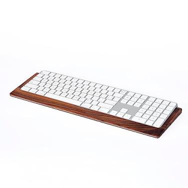 Imagem de SAMDI Bandeja de teclado de madeira, base de suporte para Apple iMac, suporte para teclado de aço inoxidável/madeira para plataforma de montagem de teclado mágico - (nogueira preta)