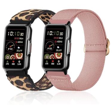 Imagem de Lzwldan Pacote com 2 pulseiras de relógio de nylon elástico compatíveis com relógio inteligente Mindrose H80 de 3,7 cm, pulseiras elásticas macias para relógio Mindrose H80 Fitness Trackers IP68 para