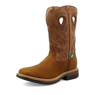 Imagem de Twisted X Bota masculina de trabalho Lite Western de 30 cm - Botas de trabalho de couro de flor integral casual com palmilha moldada em X torcida para conforto extra - Botas ocidentais de construção rígida que absorve umidade, Marrom-escuro e marrom, 11.5