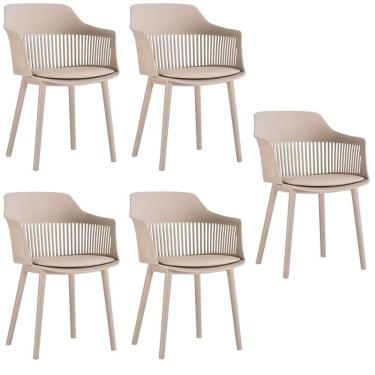 Imagem de Kit com 5 Cadeiras para Sala de Jantar Marcela Nude