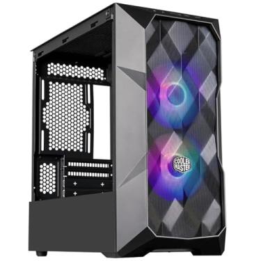 Imagem de Cooler Master Torre Micro-ATX de malha TD300 com painel superior removível de malha poligonal, cubo de vidro temperado ARGB/PWM, ventoinhas duplas de iluminação Sickleflow PWM ARGB