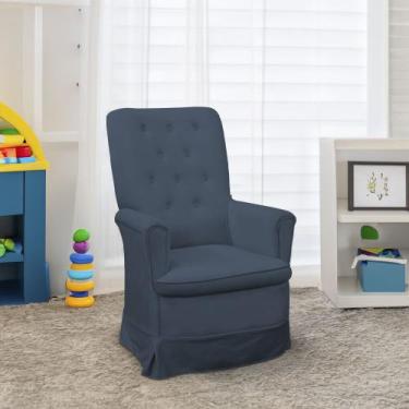 Imagem de Poltrona Amamentação Balanço para Quarto Claudia Amo Estofados, Azul M
