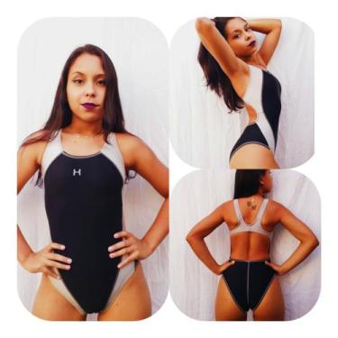 Imagem de Maiô DUO Preto Cirrê para natação ou hidroginástica Hidromania Rio Nat