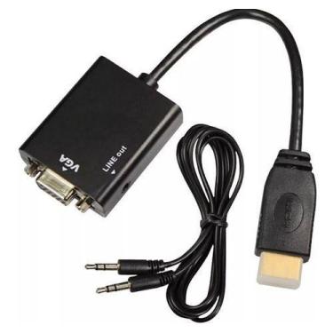 Imagem de Cabo Conversor Adaptador Hdmi Para Vga Hd Saída P2 Áudio Pc - VIL