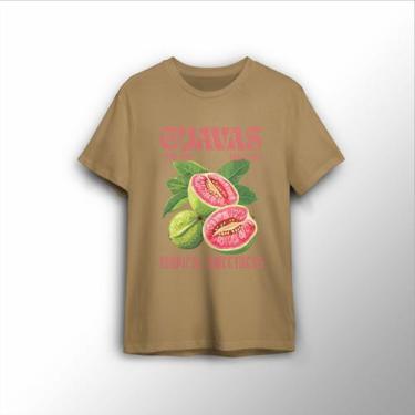 Imagem de Camiseta Estampada com Goiabas, Estampa Tropical - Lobo Sete, G, Bege