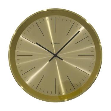 Imagem de Relógio Parede Clássico Metalizado Analógico Dourado Herweg 6497