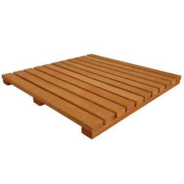 Imagem de Deck Madeira Modular Eucalipto Pintado 50x50 Stain Mogno - Tudo Jardim