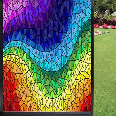 Imagem de Elementos coloridos dispostos no espectro do arco-íris, película de privacidade, vitrais, vitrais, película de privacidade para porta de vidro, casa, ofiice, 61 x 91 cm