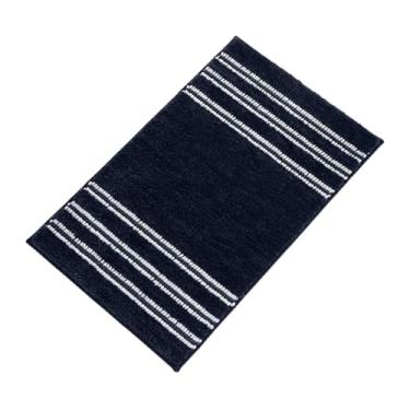 Imagem de Ioensy Tapete de tapete de banheiro, acessórios para decoração de casa de banho, tapete absorvente de banheiro no tapete da porta, para a banheira sob a pia, Azul Escuro