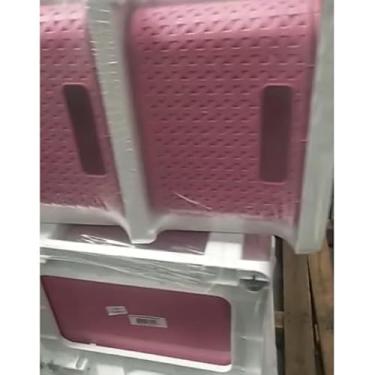 Imagem de Gaveteiro Plastico Rattan 04 Gavetas Com Rodizio Branco Preto luxo salão de cabeleireiro manicure(Pink)