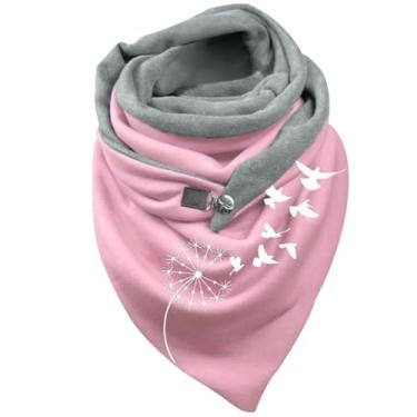 Imagem de Cachecol triangular feminino de poliéster à prova de vento estampado térmico com fivela casual bonito cachecol xale para uso ao ar livre, estilo 2 cachecol triangular