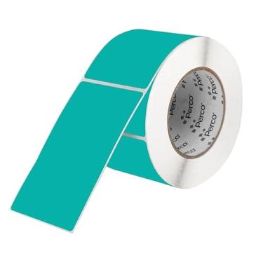Imagem de Perco Etiquetas adesivas retangulares azul-petróleo 7,5 x 12,7 cm com adesivo permanente - 500 etiquetas por rolo - Cores vibrantes, forte adesão - Feito nos EUA