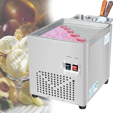 Imagem de Máquina De Rolo De Sorvete Frito De Aço Inoxidável - Sorveteira Laminada Comercial Para Bares Café Dessert Shops - Máquina De Creme De Iogurte De Panela Quadrada única。