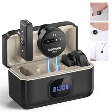 Imagem de NEEWER Microfone Lavalier sem fios para USB C com estojo de carregamento, compatível com iPhone/Android/PC/Laptop, mini microfone lapela 48 KHz/24 Bit, cancelar ruído bateria 24H para gravação Vlog