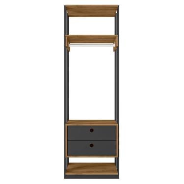 Imagem de Guarda Roupa Modulado Closet Titan 2 Gavetas Preto Velluto/freijó - Pr Móveis Preto Velluto/ Freijó