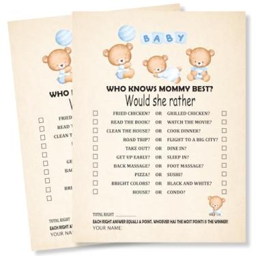 Imagem de NIIVIIN Baby Shower Games Boy - Who Knows Mommy Best Activity Game, 50 cartas resistentes de ursinho de pelúcia, 10 perguntas divertidas para convidados, 12,7 x 17,8 cm