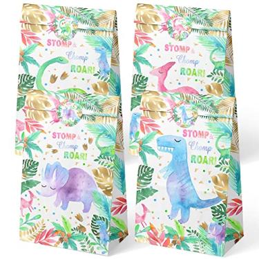 Imagem de HaPiBiDesign Lembrancinhas Para Festa De Aniversário De Dinossauro Para Meninas, Festa De Dinossauro Rosa, Suprimentos Para Festa De Aniversário Com Tema De Dinossauro Para Meninas (Sacos De Dinossaur